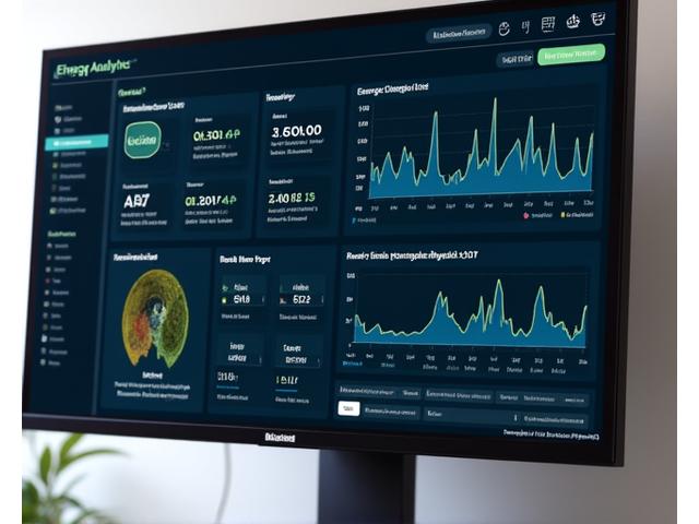 Screenshot of an energy analytics dashboard showing graphs and charts of energy consumption